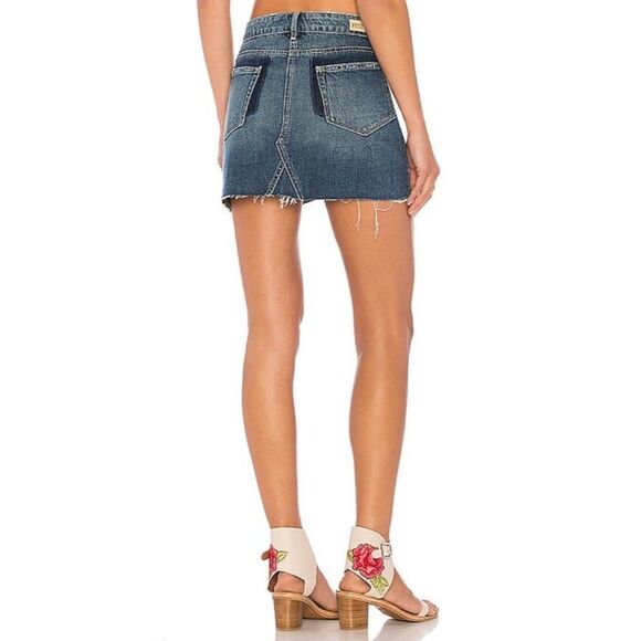 Paige Alethea Vale Denim Mini Skirt Blue Raw Hem Size 27 - Picture 9 of 14